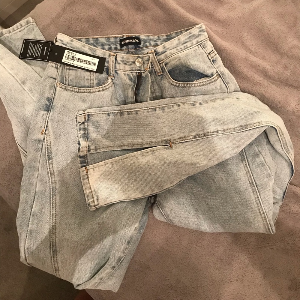BNWT Dolls Kill Momokrom split front baggy jeans